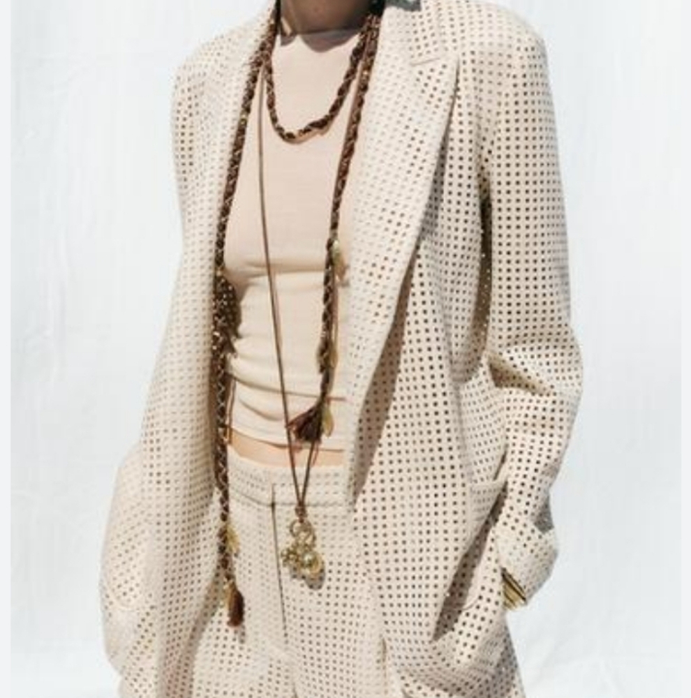 Zara Laser Cut Faux Suede Blazer